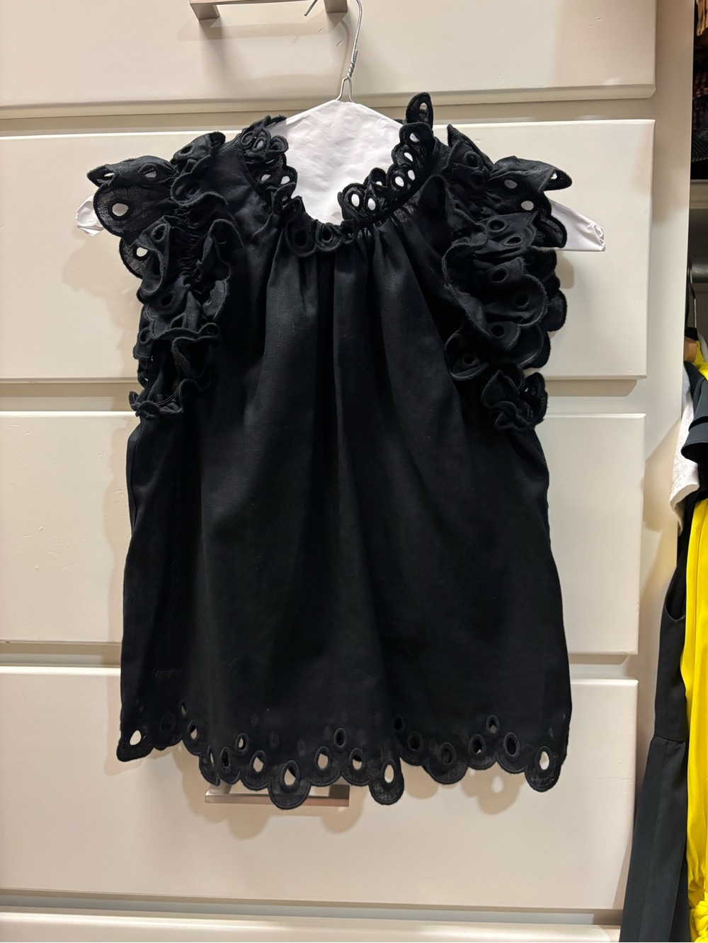 Sea New York Black Eyelet Ruffle Shell Top